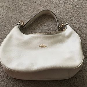 Coach East West Harley Hobo bag, white leather.
